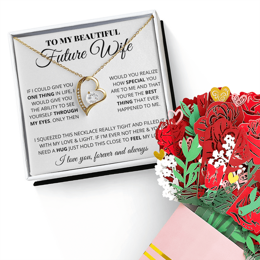 To My Future Wife Necklace With Heartfelt Message & Elegant Box, Valentines Gifts For Her, Sentimental Jewelry Gift For Bride to be, Fiance, Soulmate On Birthday, Anniversary Present For Wife
