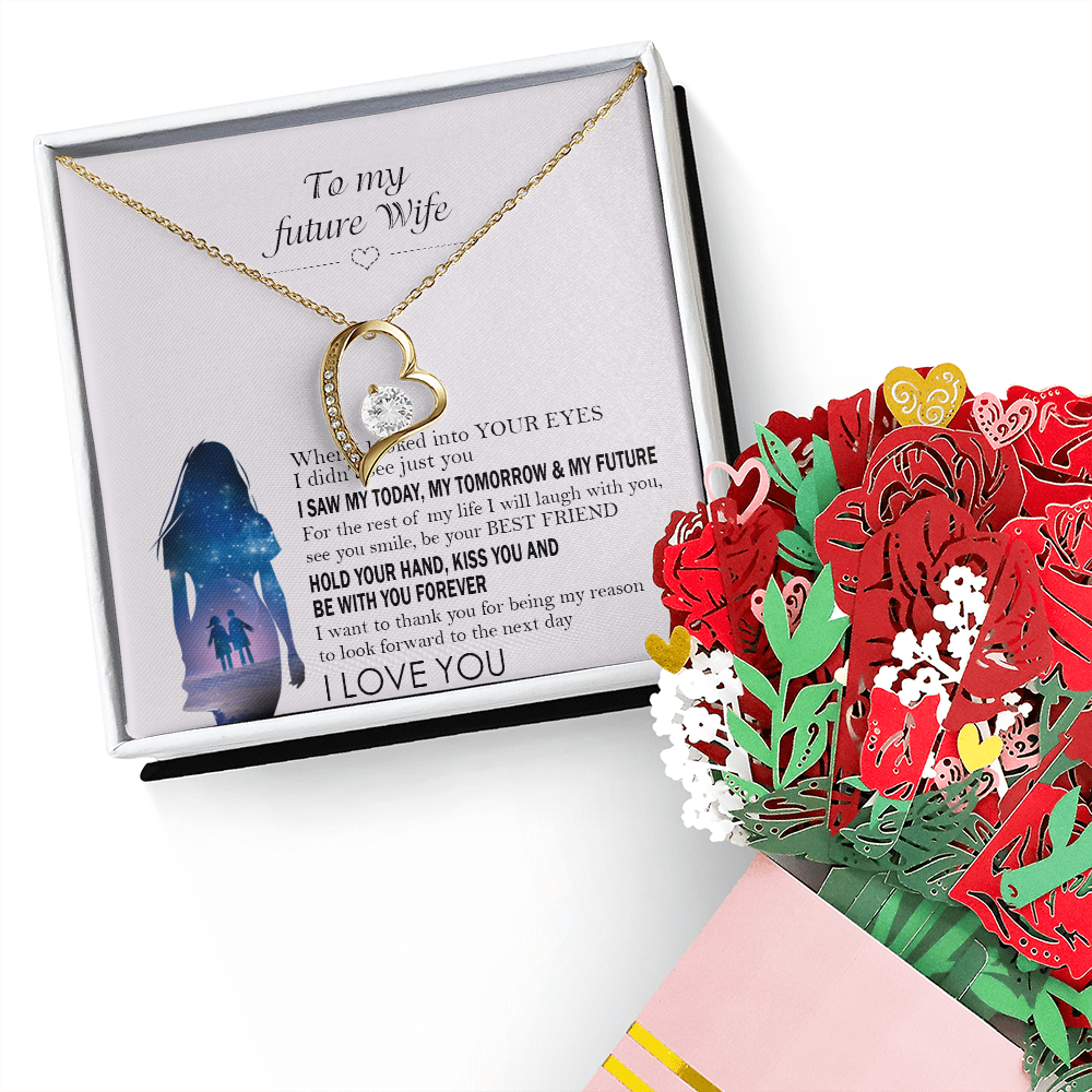 To My Future Wife Necklace, Only Then Would You Realize How Special You Are to Me, Gift for Fiancée Romantic Soulmate Jewelry, Forever Love Necklace & Sweetest Devotion Flower Bouquet, Romantic Gifts for Her, Anniversary and Christmas Gift Ideas
