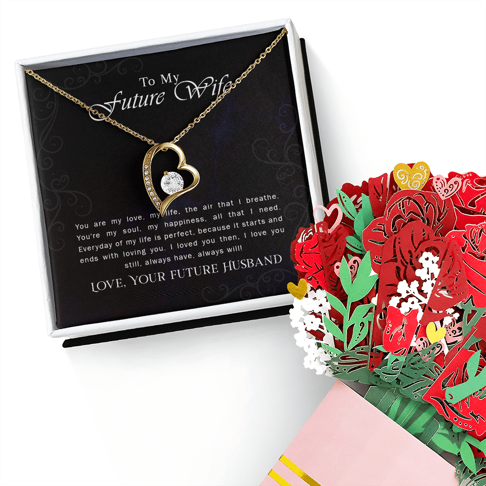 Wife Necklace From Husband To My Wife Necklace Soulmate Necklace For Women Future Wife Jewelry Birthday Christmas Valentine's gifts For Girlfriend Message Card, Romantic Gifts for Her