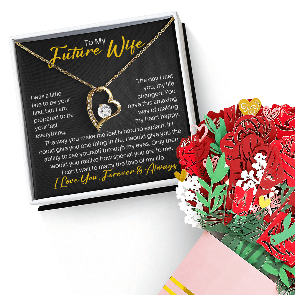 To My Future Wife Necklace From Husband, Gift for Fiancee, To My Wife Necklace, Soulmate Necklace For Women, Future Wife Jewelry, Birthday, Christmas, Valentine Gifts For Girlfriend Message Card, Romantic Gifts For Her