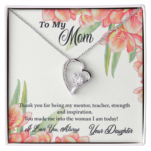 To My Mother Mom Necklace Gifts Jewelry, Forever Love Necklace Gifts for Mom Mother from Daughter, Appreciation Mom Jewelry Necklace with Message Card Present, Mom Necklace, Mother Necklace, Mom Gift,  Birthday Gifts for Mom, Jewelry for Mom