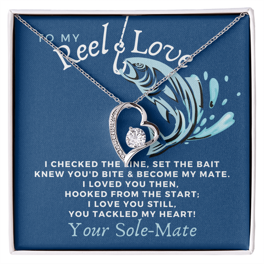 To My Wife Necklace Anniversary Gift For Wife - To My Reel Love Necklace - Your Solemate - Fishing Fisherman Necklace - Gift for wife - Anniversary for Wife