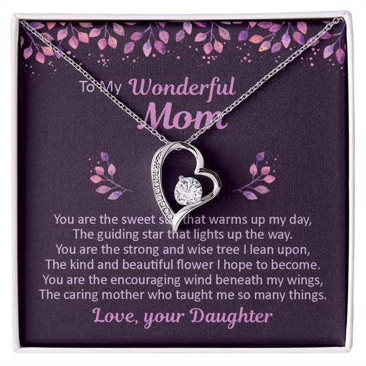 To My Wonderful Mother Mom Necklace Gifts Jewelry, Sentimental Gifts for Mom Mother from Your Daughter, Mother Necklaces Jewelry Birthday Gifts for Mom, Mom Necklace, Mother Necklace, Jewelry for Mom, Mother's Day Gift, Gifts for Women