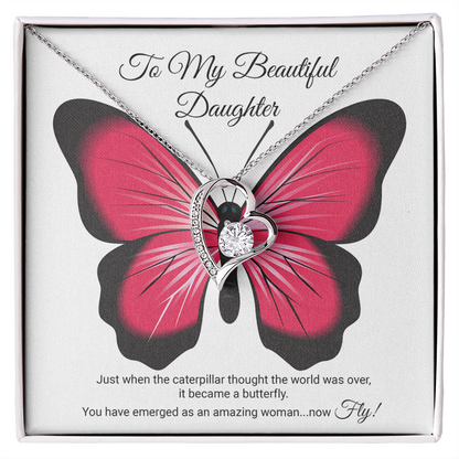 To My Beautiful Daughter Necklace, Meaningful Message Card Jewelry Box, Gift for Daughter's Birthday Graduation 2026, Thoughtful for Her from Mom Kids