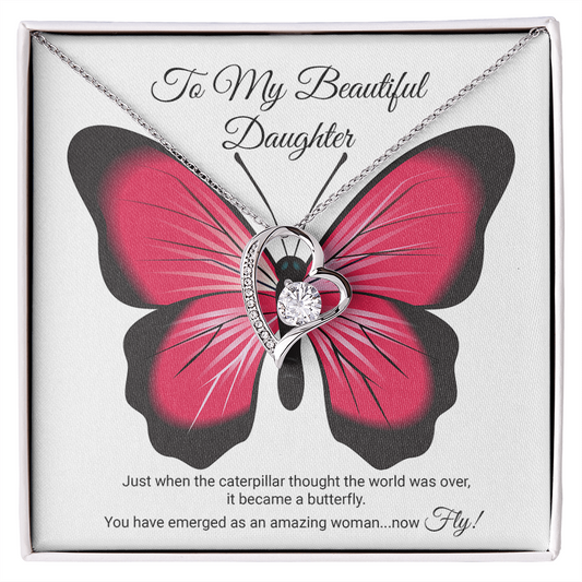 To My Beautiful Daughter Necklace, Meaningful Message Card Jewelry Box, Gift for Daughter's Birthday Graduation 2026, Thoughtful for Her from Mom Kids