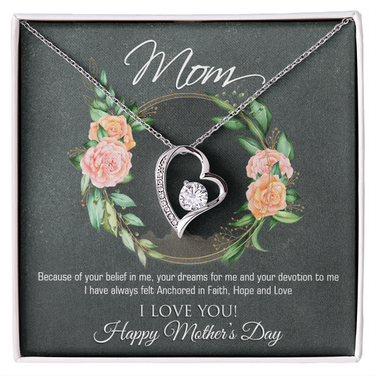 Mom I Love You Happy Mother's Day Gifts, Mother Gifts, Appreciation Mom Jewelry Necklace with Sentimental Message Card Present (To My Loving Mom, Forever Love Necklace), Unique Moms Birthday Gift Ideas, Mom Necklace, Mother Necklace, Jewelry for Mom