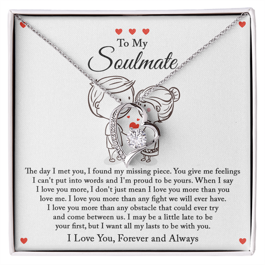 To My Wife Necklace From Husband - Personalized Wife Necklace Gift - To My Soulmate - Forever and Always - Necklace - Romantic message card from husband