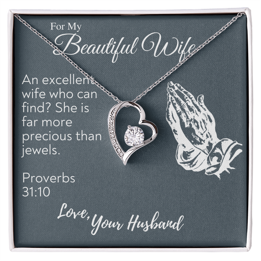 For My Beautiful Wife Love Your Husband, To My Wife Necklace, Valentines Day Gifts For Wife, Wife Birthday Gift, Anniversary Gift For Wife from Husband, Necless Gift for your Honourable soulmate