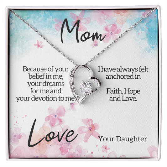 Mom Necklace, Mother Necklace, Jewelry for Mom, Birthday Gifts for Mom, Gift from Daughter, Mother's Day Gift, Gifts for Women, Mother Gifts, Appreciation Mom Jewelry Necklace with Sentimental Message Card Present (To My Loving Mom, Forever Love Necklace)