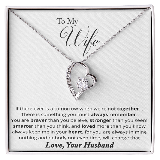 Perfect Gift for Wife - Diamond Heart Necklace - to My Wife Necklace With Message Card -  Anniversary Gift for Wife - Friendship Necklaces -  Customize Couple Necklace - Couple Necklace Set