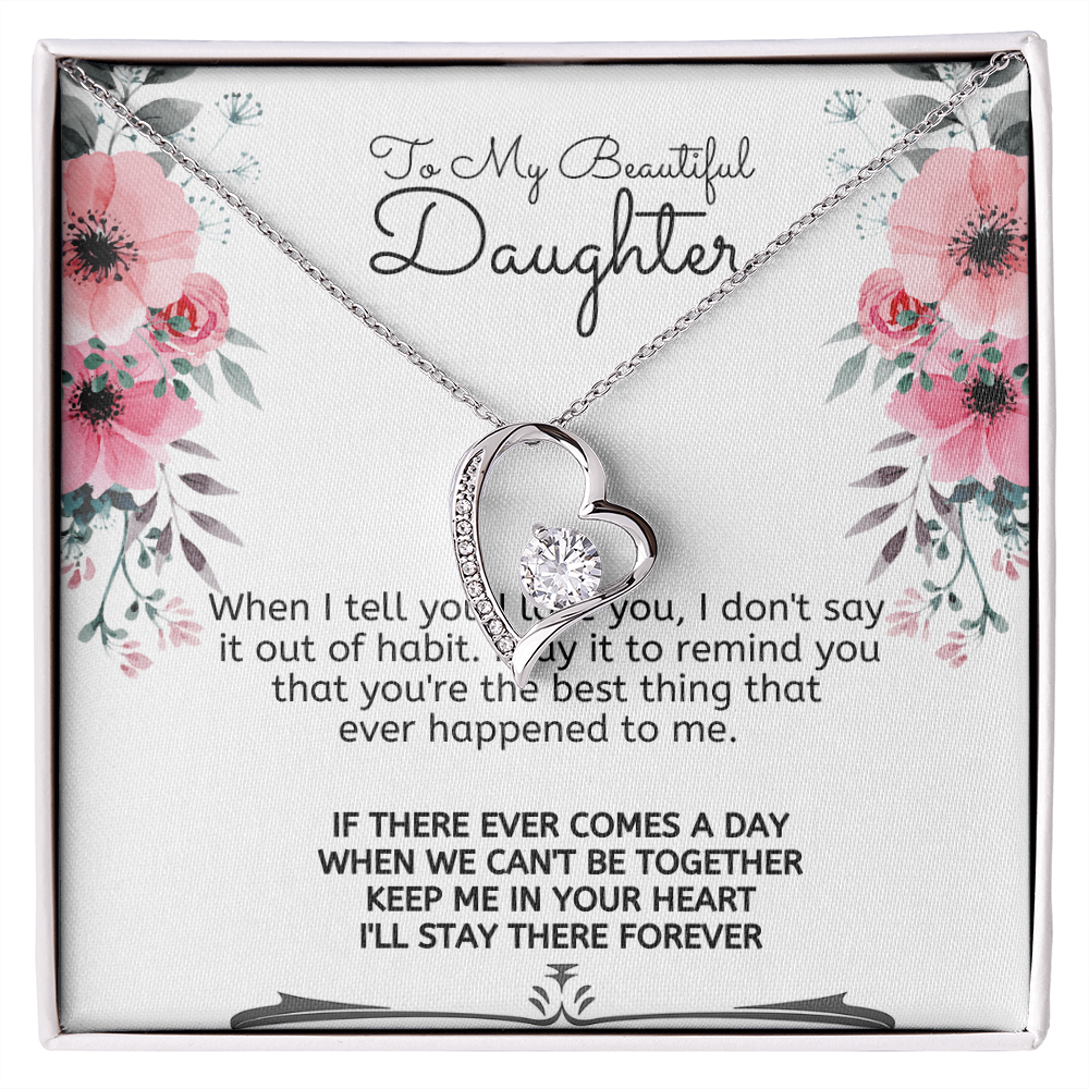 To My Beautiful Daughter Meaningful Message Card Jewelry Box Gift for Daughter's Birthday Graduation 2026, Thoughtful for Her from Mom, Elegant Necklaces with Sentimental Message