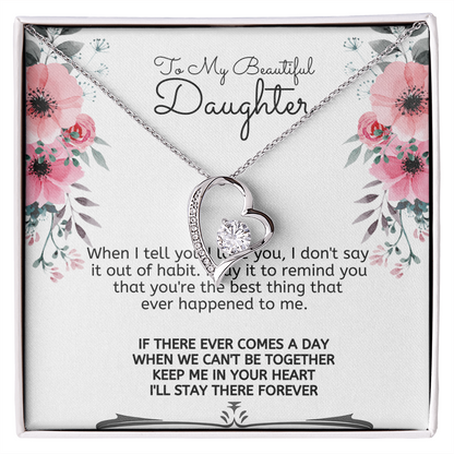To My Beautiful Daughter Meaningful Message Card Jewelry Box Gift for Daughter's Birthday Graduation 2026, Thoughtful for Her from Mom, Elegant Necklaces with Sentimental Message
