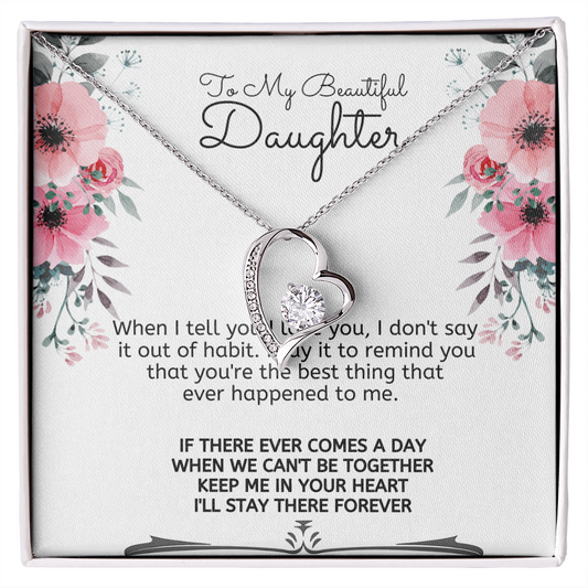 To My Beautiful Daughter Meaningful Message Card Jewelry Box Gift for Daughter's Birthday Graduation 2026, Thoughtful for Her from Mom, Elegant Necklaces with Sentimental Message