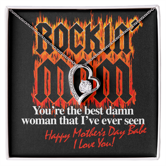 Rockin' Mom You're The Best Damn Woman That I've Ever Seen - Happy Mother's Day - Couple Necklace Set - Friendship Necklaces - Customize Couple Necklace - To My Wife Necklace From Husband - Personalized Wife Necklace Gift