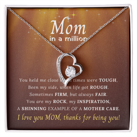 Mom in a million Gifts | To My Loving Mom Necklace I Love You Mom Forever Love Necklace Gifts From Daughter Son Kids Mom's Birthday Gift Mother's Day Gift Jewelry with Message Card and Gift Box, Mother's Day Gift, Gifts for Women, Mom Birthday Gift Ideas