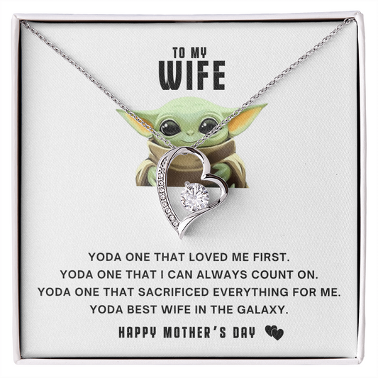 To My Wife - Yoda Best Wife In the Galaxy - Best Gift for wife - Best Wife Gift - Romantic message card for her - Engagement Gift - Anniversary Jewelry for Her
