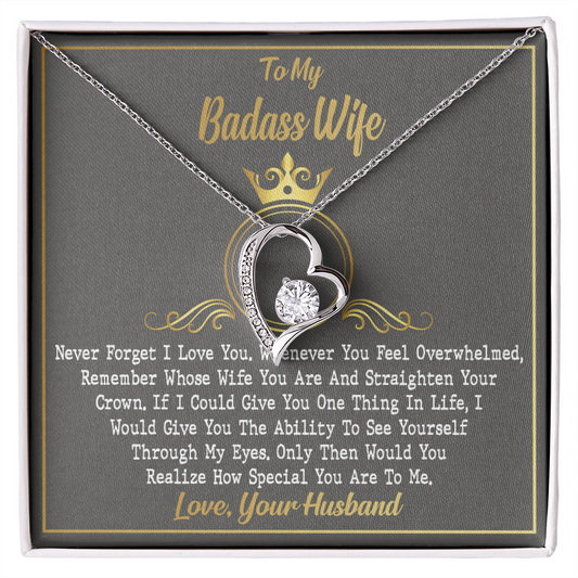 To My Bad Ass Wife - Crown - Necklace - Gift for Wife From Husband - Necklace for Soulmate - Couple Necklace Set - Friendship Necklaces - Customize Couple Necklace - Handmade Necklace for Wife
