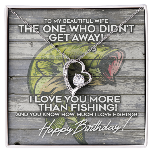 The One Who Didn't Get Away! Happy Birthday Bass - to My Soulmate Necklace for Women - to My Wife Necklace With Message Card - Gift for Wife - Birthday Gift for Wife -