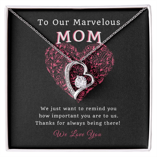 To Our Marvelous Mom Necklace, Mothers Day Gifts For Mom From Son Daughter Mom Necklace For Women New Mom Gifts Birthday Christmas Gifts With Heartfelt Message & Lighted Box
