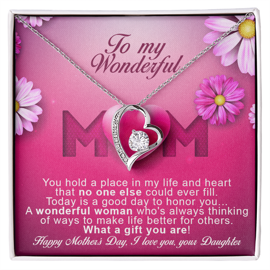 Mothers Day Gifts for Mom Grandma Heart Necklace Gifts for Daughter Granddaughter, To My Wonderful Mother Mom Necklace Gifts Jewelry, Birthday Gifts for Mom, To My Mom Necklace Gifts Meaningful Gift to Mom from Daughter Kids Without You There Is No Me