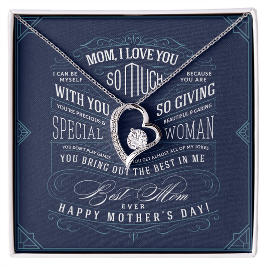 Mom I Love You So Much Forever Love Necklace, Best Mom Ever Happy Mothers Day Gifts for Mom Grandma Heart Necklace Gifts for Daughter Granddaughter I Love You Necklace for Wife Girlfriend Birthday Gift Ideas Jewelry for Sister Bestie