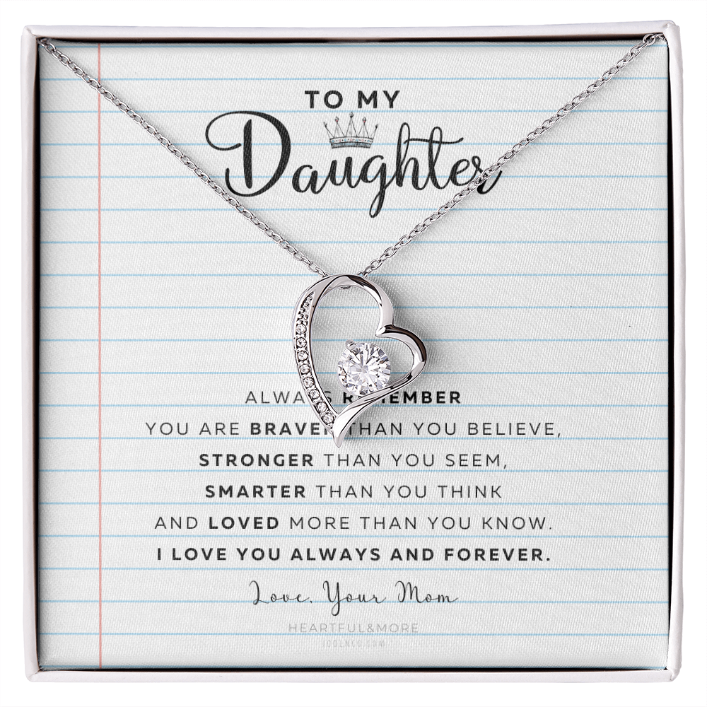 Daughter Necklace from Mom Mommy Mother Valentines Birthday Gifts for Kids Girls Teen Tween Jewelry, Meaningful Message Card Jewelry Box, Gift for Daughter's Birthday Graduation 2026