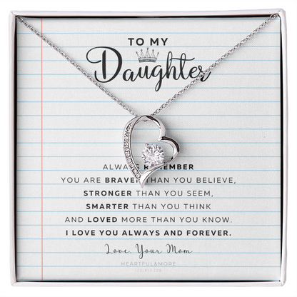 Daughter Necklace from Mom Mommy Mother Valentines Birthday Gifts for Kids Girls Teen Tween Jewelry, Meaningful Message Card Jewelry Box, Gift for Daughter's Birthday Graduation 2026