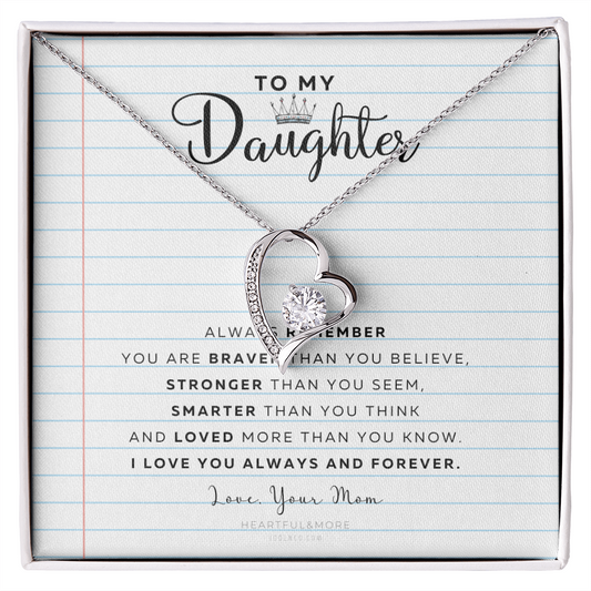 Daughter Necklace from Mom Mommy Mother Valentines Birthday Gifts for Kids Girls Teen Tween Jewelry, Meaningful Message Card Jewelry Box, Gift for Daughter's Birthday Graduation 2026