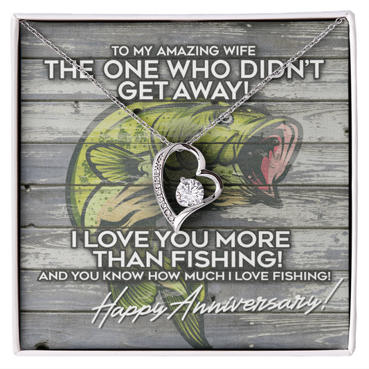 Gift for My Wife - Romantic Wife Gift - Wife Birthday Surprise - to My Amazing Wife - Happy Anniversary Gifts - I Love You More Than Fishing - Soulmate Necklace for Women - Custom Necklace for Wife