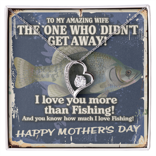 To My Amazing Wife - the One Who Didn't Get Away! - I Love You More Than Fishing - Gift for My Wife - Romantic Wife Gift - Wife Birthday Surprise - Necklace for Soulmate - Sweet Necklace for Wifey
