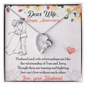 Dear Wife Happy Anniversary - Double Hearts - Love Your Husband, White Gold Name Necklace, anniversary necklace for wife, Anniversary Gift For Wife from Husband, Romantic Neckless for wifey