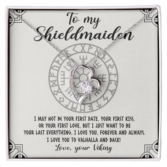 To My Shieldmaiden Necklace - Love Your Viking - Necklace for warrior woman - Gift for soulmate - Romantic message card for wife - Love for wife - Diamond Necklace for soulmate