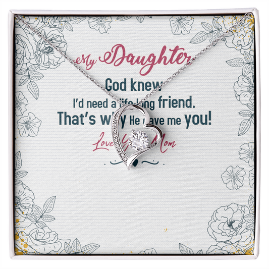 Daughter Necklace From Dad Mom – Forever Love Necklace – Sweet Gift for Daughter Birthday Graduation