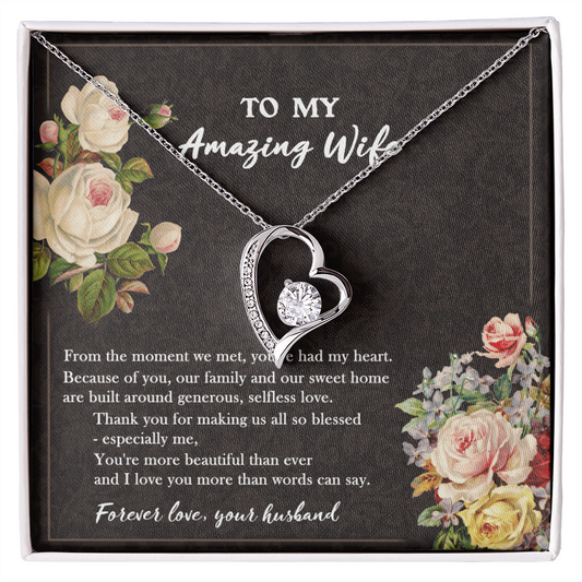 To My Wife Necklace With Message Card - to My Amazing Wife Necklace - Gift for Wife - You've Had My Heart - Love Knot - Love From That Moment We Meat - Necklace for Girlfriend - Husband Gift for Wife