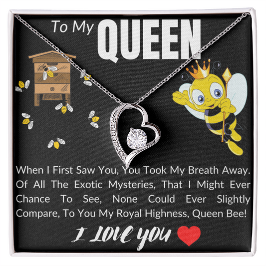 To My Queen - Forever Love Necklace - To My Queen bee - To My Wife Necklace Anniversary Gift For Wife - Birthday Gift For Wife - Gift For Wife - Necklace For Wife - I  love you