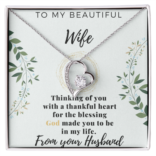 To My Beautiful Wife - Love From Your Husband - Gift for Wife From Husband - Arabic Love Necklace - Love Pendant Necklace - Gift for Wife With Sweet Message Card