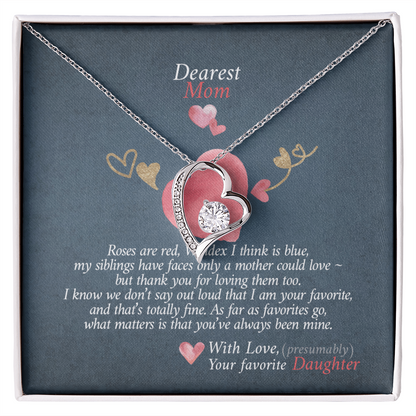 Dearest Mom Forever Love Necklace Gift From Daughter, 2026 Mothers Day Gifts for Mommy, Motivational Card Jewelry Gift for Her