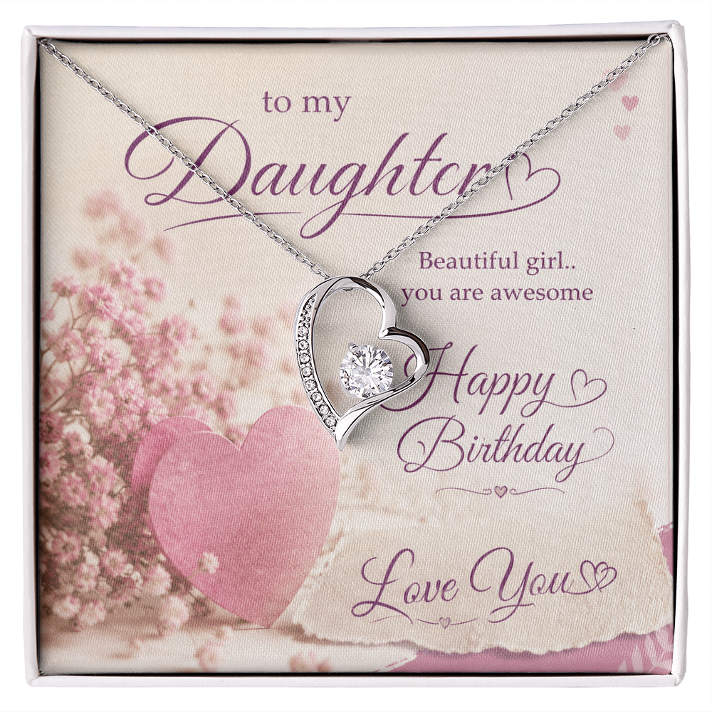 To My Daughter Birthday Gift – Beautiful Girl, You Are Awesome | Heartfelt Happy Birthday Gift | Daughter Birthday Gift – Romantic Pink Floral Happy Birthday Design | Love You