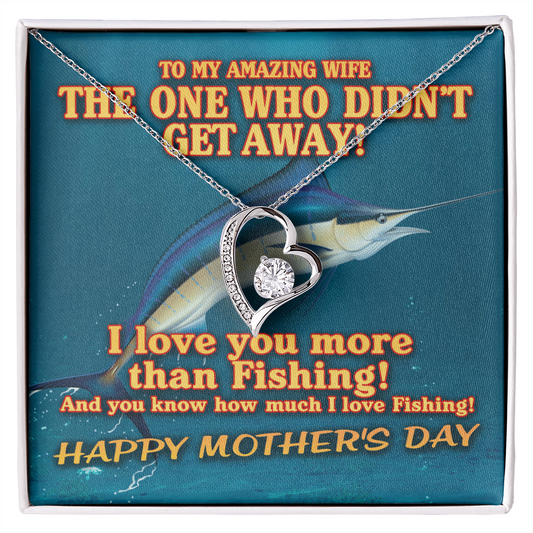 To My Amazing Wife - Blue Marlin - I Love You More Than Fishing - Necklace for Soulmate - Love From Husband - Necklace for Wifey - Lovely Necklace for Wifey - Mother's Day Gift for Wifey - Soulmate Gift