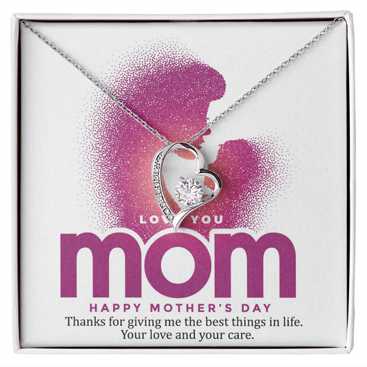 Love You Mom Forever Love Necklace, Mom Gifts Jewelry Mothers Anniversary Jewelry Gifts for Women Birthday Unique Necklace With Heartfelt Message & Lighted Box, Mother Necklace, Jewelry for Mom