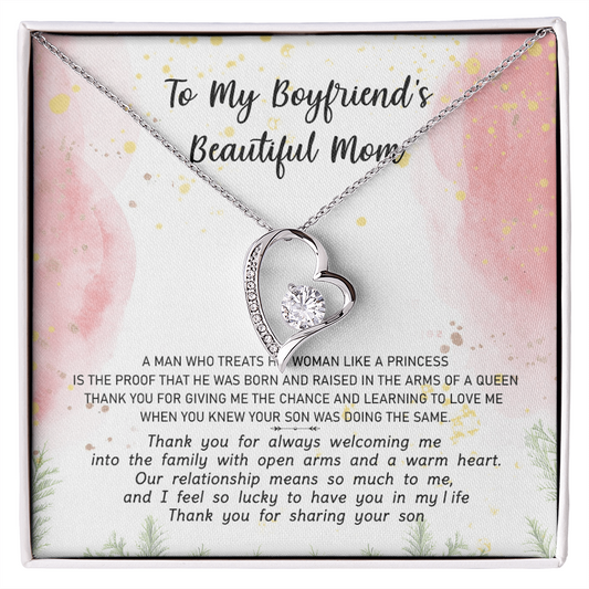 To My Boyfriends Beautiful Mom Necklace, Mothers Day Gifts For Boyfriends Mom From Girlfriend, Personalized Gifts For Mother In Law, Mother's Day Necklace, Best Birthday Present To My Boyfriend Mom Christmas Present Ideas