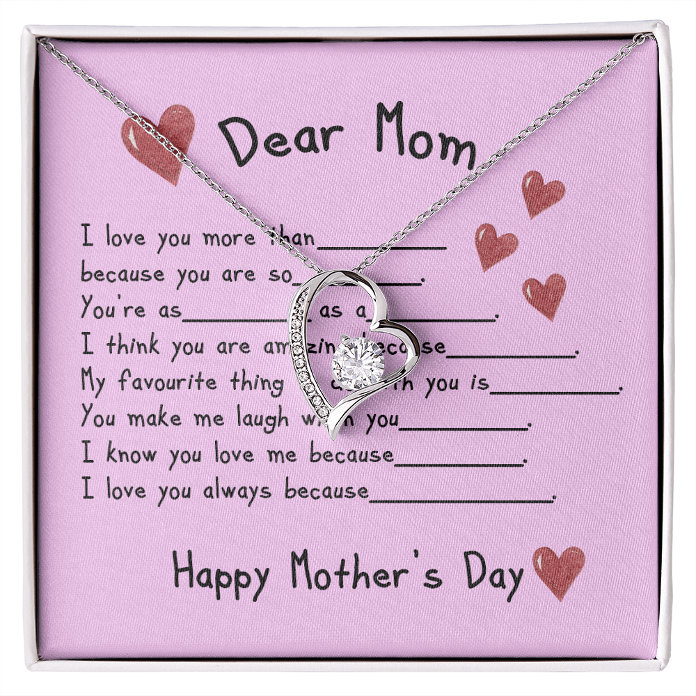 To My Mom Heart Pendant Necklace Necklace From Daughter Christmas Birthday Present, 2026 Mother's Day Gift Ideas, Message Card Jewelry for Her