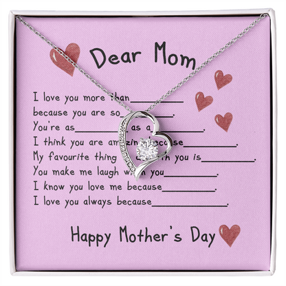 To My Mom Heart Pendant Necklace Necklace From Daughter Christmas Birthday Present, 2026 Mother's Day Gift Ideas, Message Card Jewelry for Her