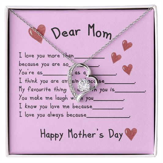 To My Mom Heart Pendant Necklace Necklace From Daughter Christmas Birthday Present, 2026 Mother's Day Gift Ideas, Message Card Jewelry for Her
