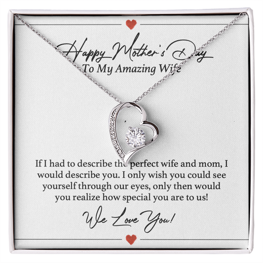 Perfect Wife & Mom Mother's Day Necklace - to My Amazing Wife Gifts - to My Wife Necklace - Valentines Day Gifts for Wife - Couple Necklace Set - Friendship Necklaces - Customize Couple Necklace