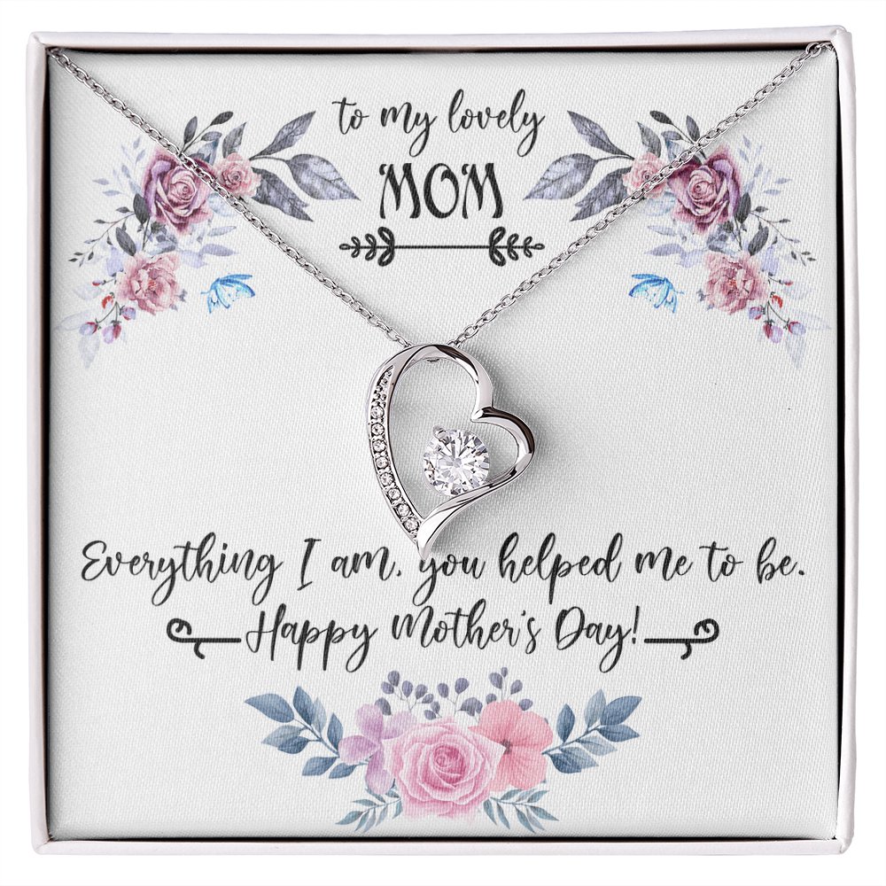 To My Lovely Mom Necklace Gift from Daughter, Birthday Gift Card Necklace From Son, Mothers Day Jewelry for Her Mommy Christmas Floral