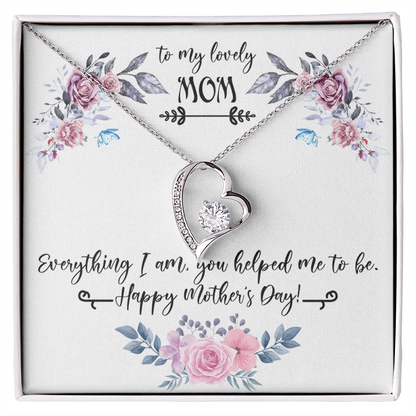 To My Lovely Mom Necklace Gift from Daughter, Birthday Gift Card Necklace From Son, Mothers Day Jewelry for Her Mommy Christmas Floral