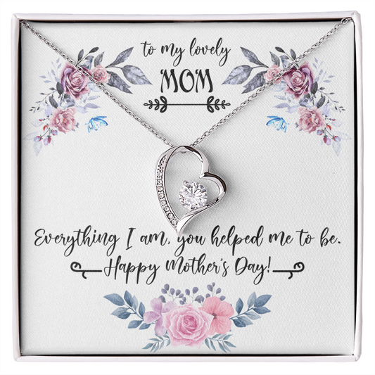 To My Lovely Mom Necklace Gift from Daughter, Birthday Gift Card Necklace From Son, Mothers Day Jewelry for Her Mommy Christmas Floral