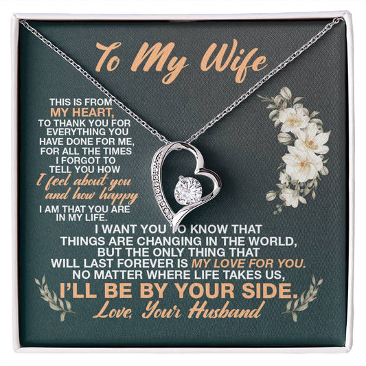 To My Wife I'll Be By Your Side Love Your Husband - To My Wife Necklace From Husband - To My Soulmate Necklace For Women - Wife Birthday Gift - Anniversary Gift For Wife from Husband