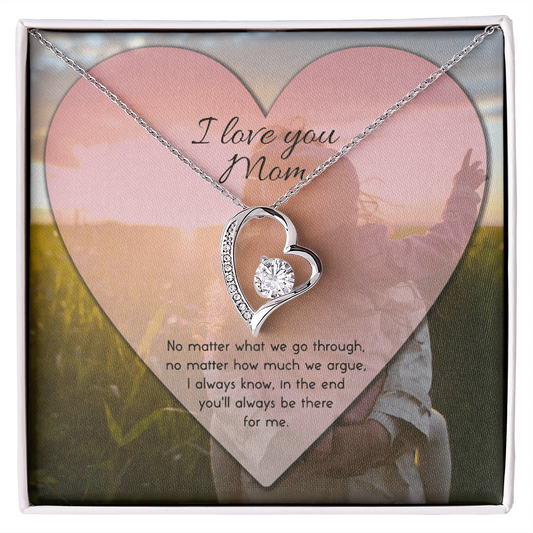 To My Loving Mom Necklace I Love You Mom Knot Pendant Necklace Gifts From Daughter Mom's Birthday Gift Mother's Day Gift Jewelry with Message Card and Gift Box